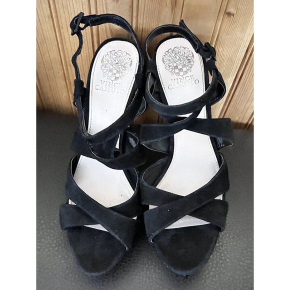 VINCE CAMUTO JOELLA Black Suede Embellished EVENING Sandals 9 - Picture 4 of 10